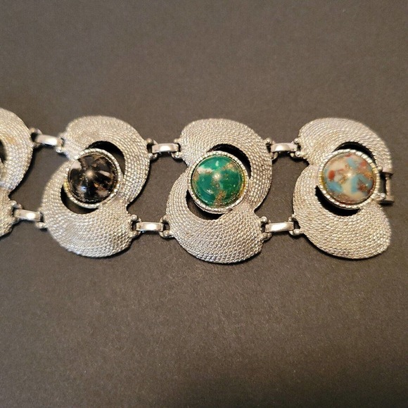 Sarah Coventry Vintage Chunky Lucite Cobachon Cuff Bracelet - Picture 3 of 11